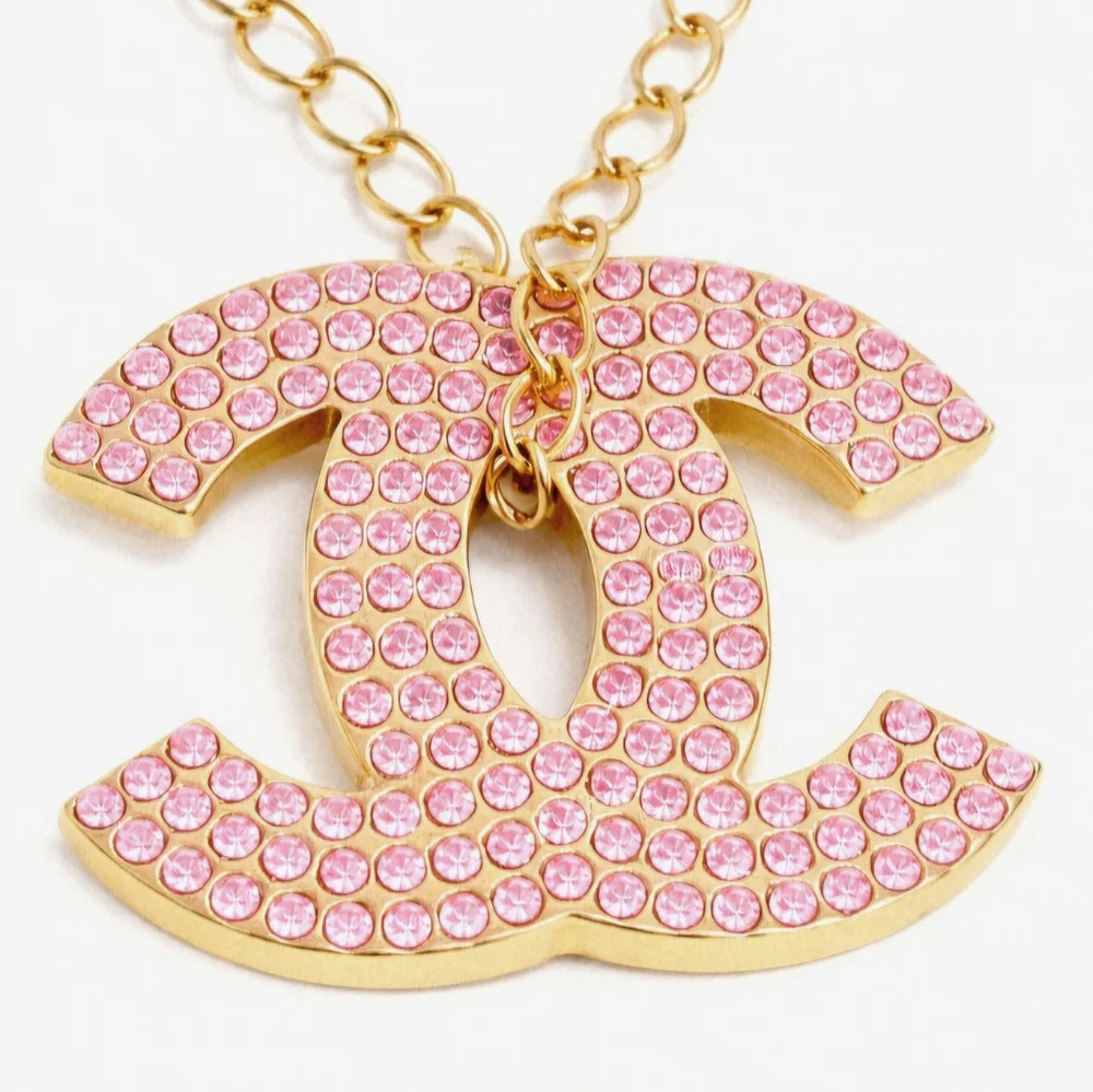 Chanel Coco Mark Pink Rhinestone Pendant